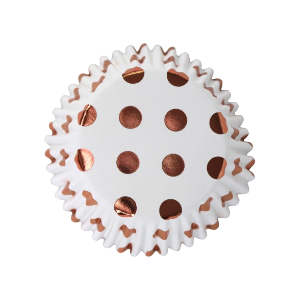 Cupcake Baking Cases - Rose Gold Polka Dots